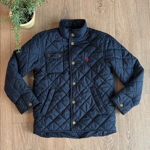 POLO RALPH LAUREN LIGHTWEIGHT QUILTED PUFFER JACKET NAVY BLUE SIZE MEDIUM 10/12
